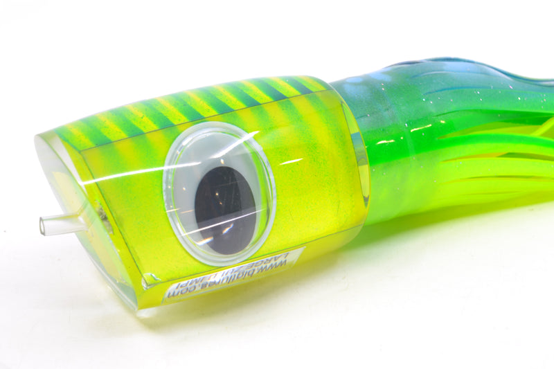Big T Lures Yellow Pearl Green Striped Back Large Zulu Impi 16" 14.7oz Skirted Green-Yellow