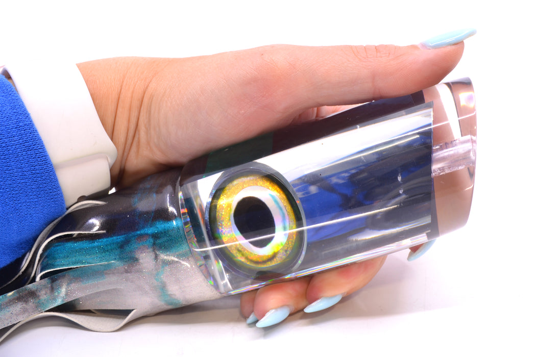 Aloha Lures Mirrored Black-Turquoise Back Smash Bait 14" 12.2oz FT Vinyl Blue Drip