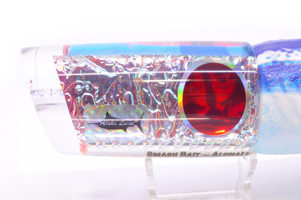 Aloha Lures Ice Rainbow Dichro Blue Back Red Eyes Smash Bait 14" 12oz ALV Vinyl Ballyhoo
