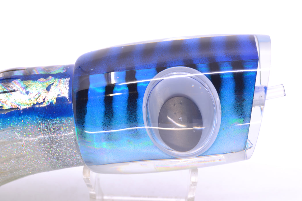 Big T Lures Blue-Silver Pearl Black Striped Back Large Zulu Impi 16" 14.7oz Skirted GZE