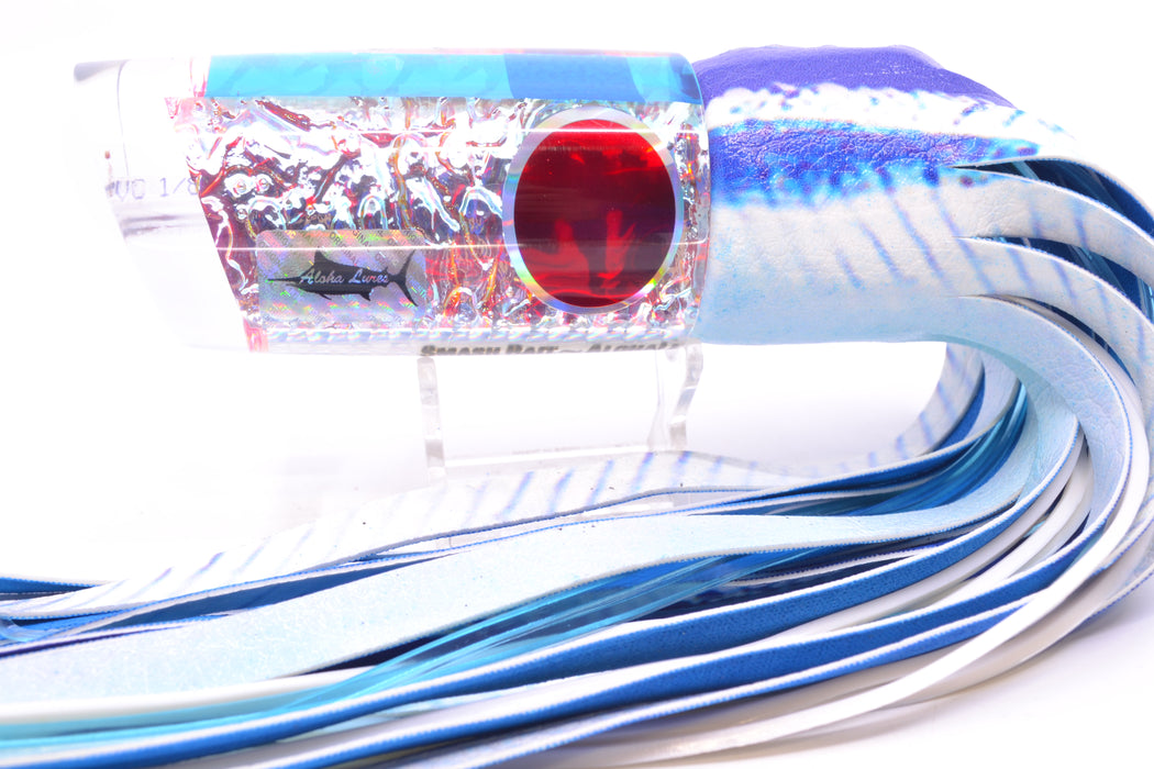 Aloha Lures Ice Rainbow Dichro Blue Back Red Eyes Smash Bait 14" 12oz ALV Vinyl Ballyhoo