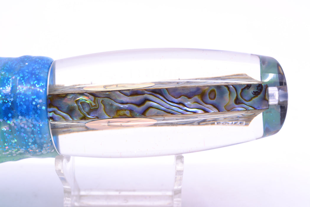 Bonze Lures Paua Shell Red Eyes Havoc 12" 8oz Skirted Blue Dots/Green