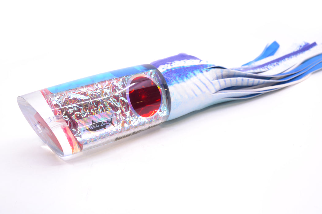 Aloha Lures Ice Rainbow Dichro Blue Back Red Eyes Smash Bait 14" 12oz ALV Vinyl Ballyhoo