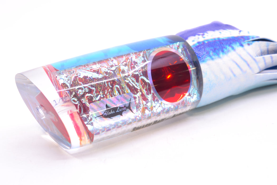 Aloha Lures Ice Rainbow Dichro Blue Back Red Eyes Smash Bait 14" 12oz ALV Vinyl Ballyhoo