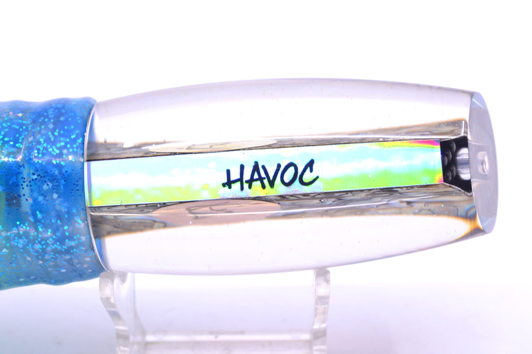 Bonze Lures Paua Shell Red Eyes Havoc 12" 8oz Skirted Blue Dots/Green