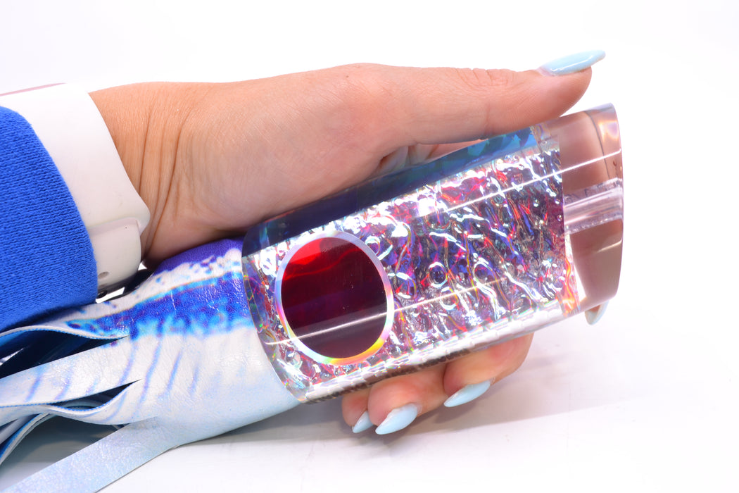 Aloha Lures Ice Rainbow Dichro Blue Back Red Eyes Smash Bait 14" 12oz ALV Vinyl Ballyhoo