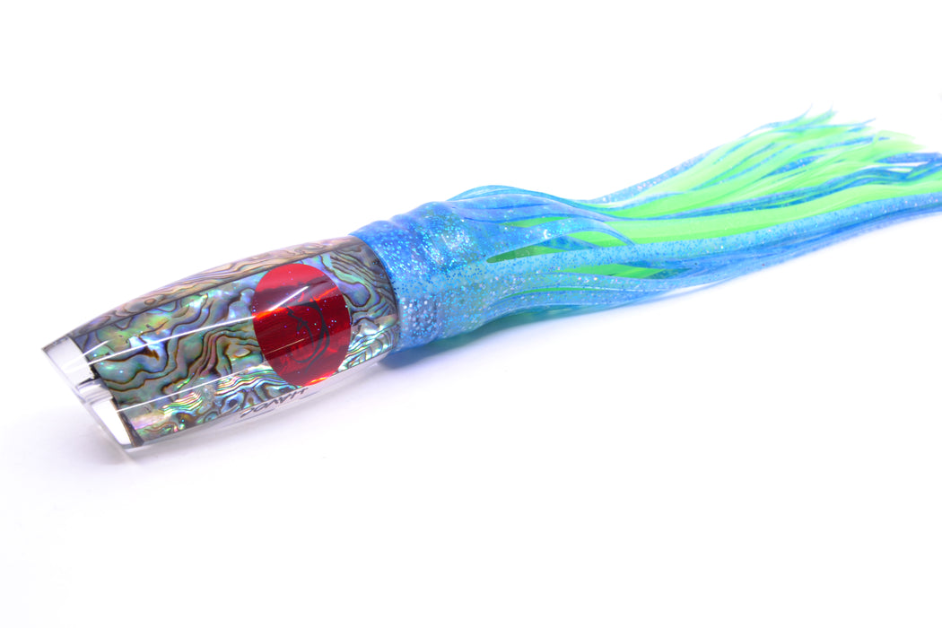 Bonze Lures Paua Shell Red Eyes Havoc 12" 8oz Skirted Blue Dots/Green