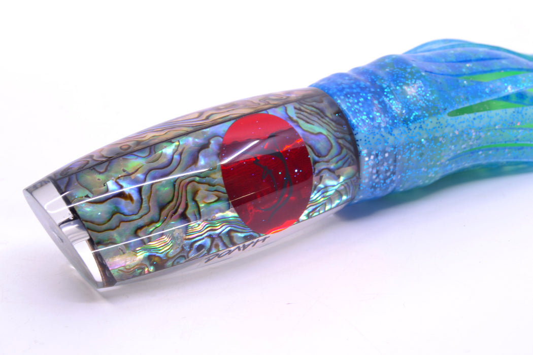 Bonze Lures Paua Shell Red Eyes Havoc 12" 8oz Skirted Blue Dots/Green