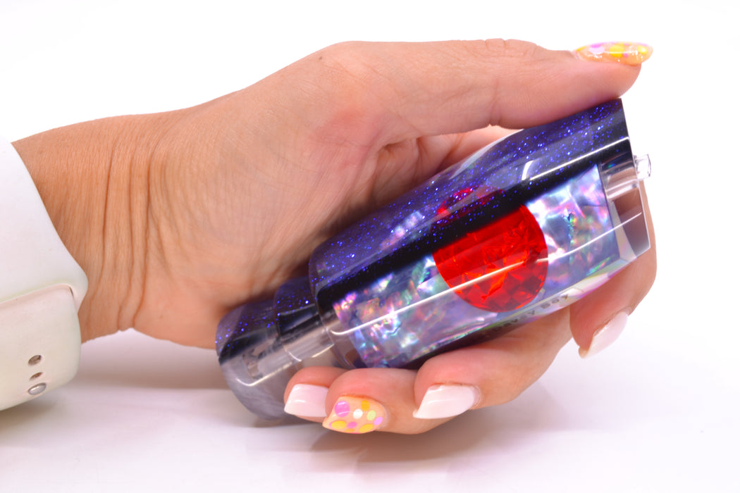 Moyes Lures Rainbow MOP Blue Glitter-Black Back Red Eyes Davey Boy 12" 5oz GZE