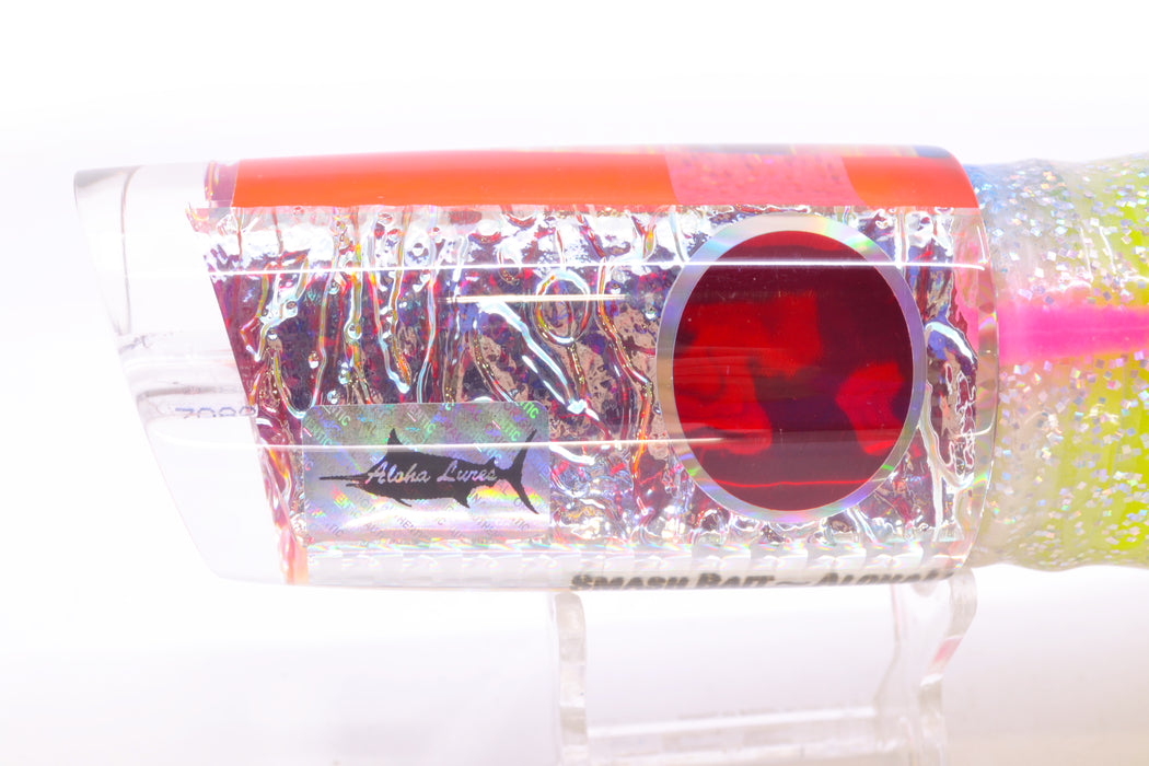 Aloha Lures Ice Rainbow Dichro Pink Back Red Eyes Smash Bait 14" 13.5oz Skirted