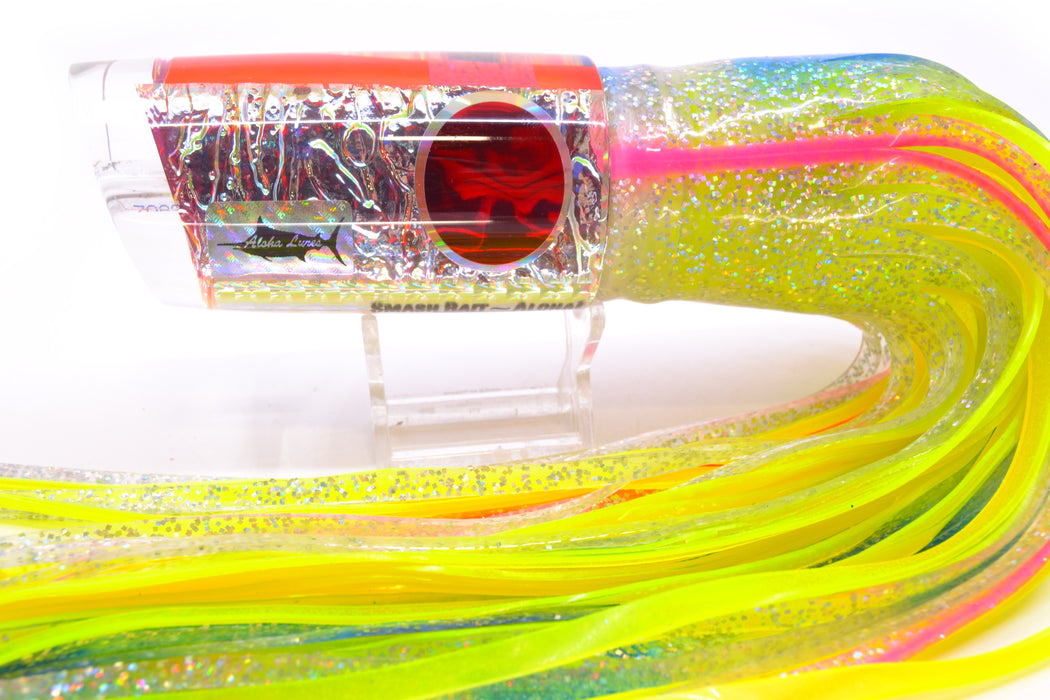 Aloha Lures Ice Rainbow Dichro Pink Back Red Eyes Smash Bait 14" 13.5oz Skirted