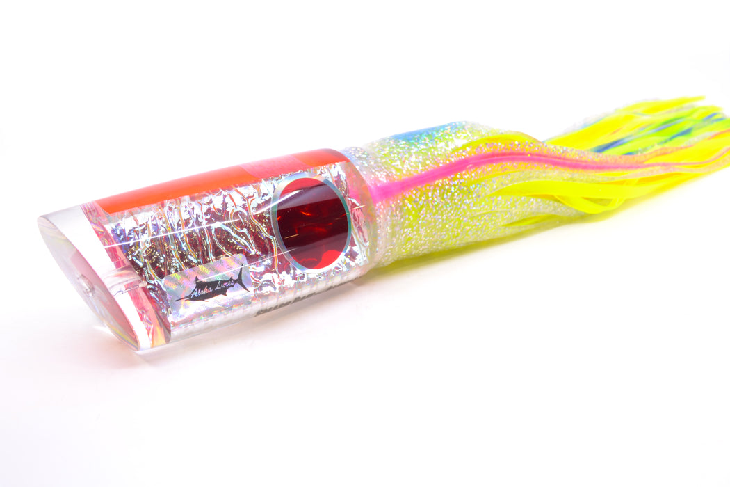 Aloha Lures Ice Rainbow Dichro Pink Back Red Eyes Smash Bait 14" 13.5oz Skirted