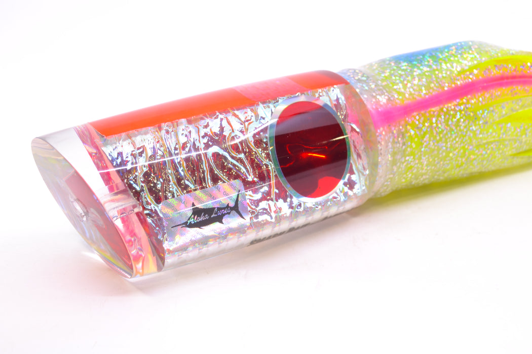 Aloha Lures Ice Rainbow Dichro Pink Back Red Eyes Smash Bait 14" 13.5oz Skirted