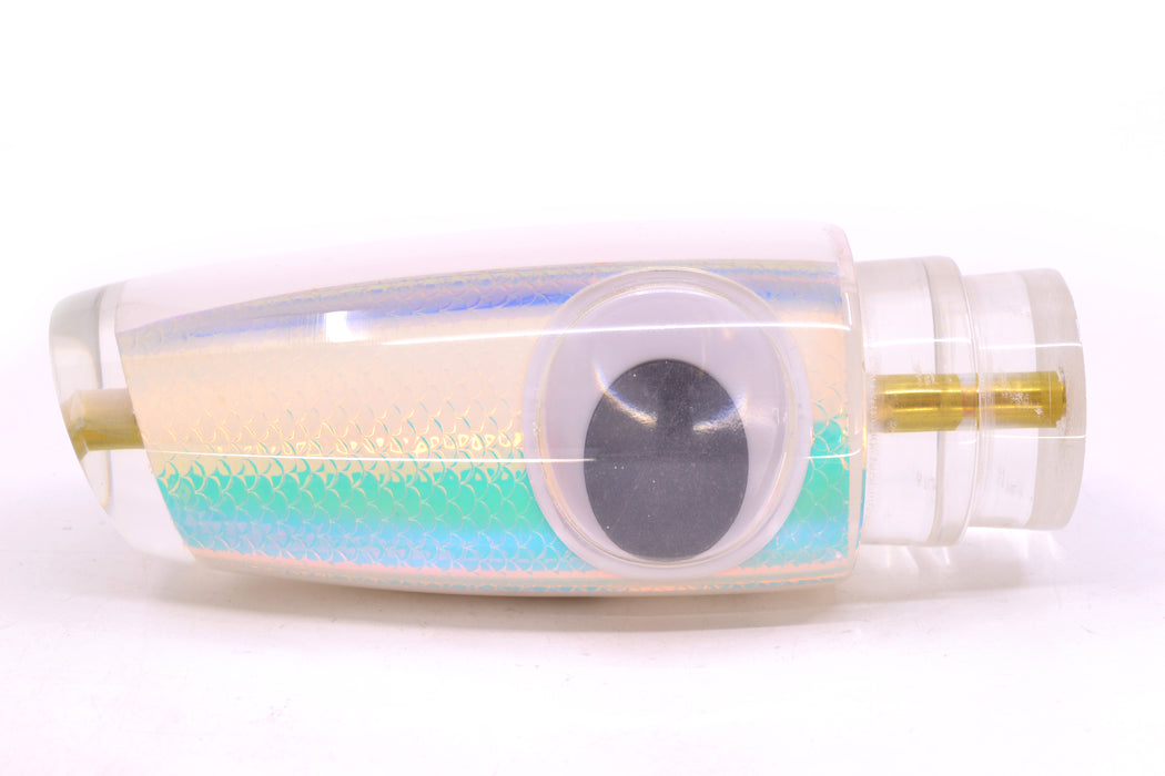 Koya Lures White Rainbow Scale Doll Eyes Large Kona Plunger 14" 9oz GZE