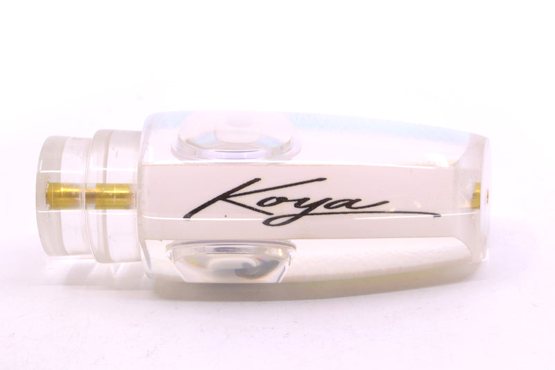 Koya Lures White Rainbow Scale Doll Eyes Large Kona Plunger 14" 9oz