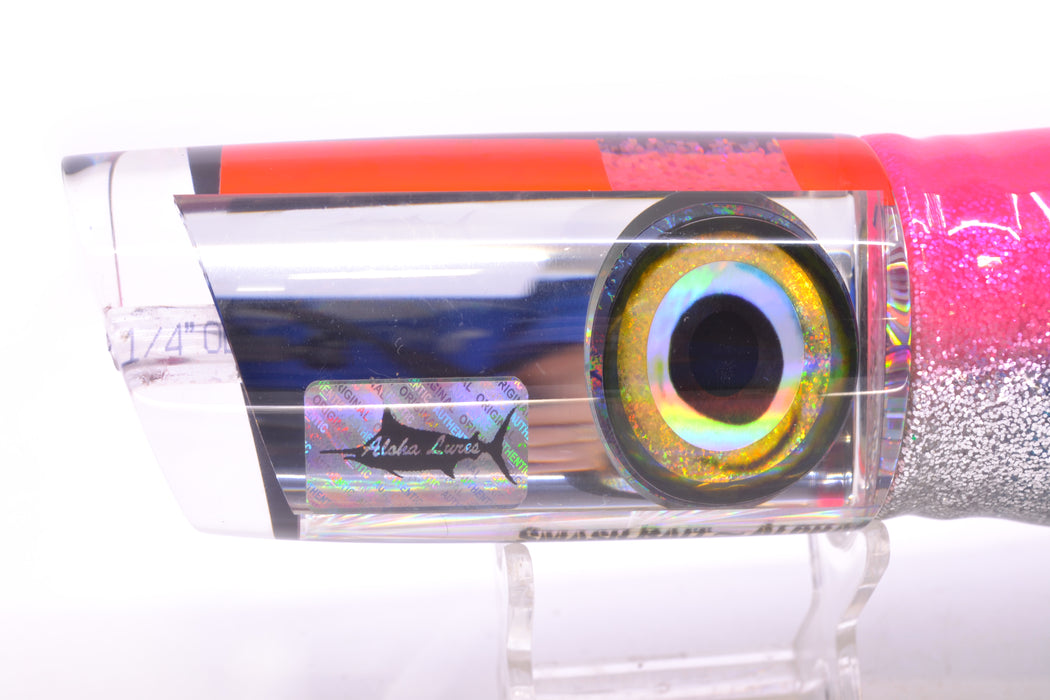 Aloha Lures Clear Mirrored Pink Back Smash Bait 14" 13.5oz Skirted Pink-Silver/Ice Blue