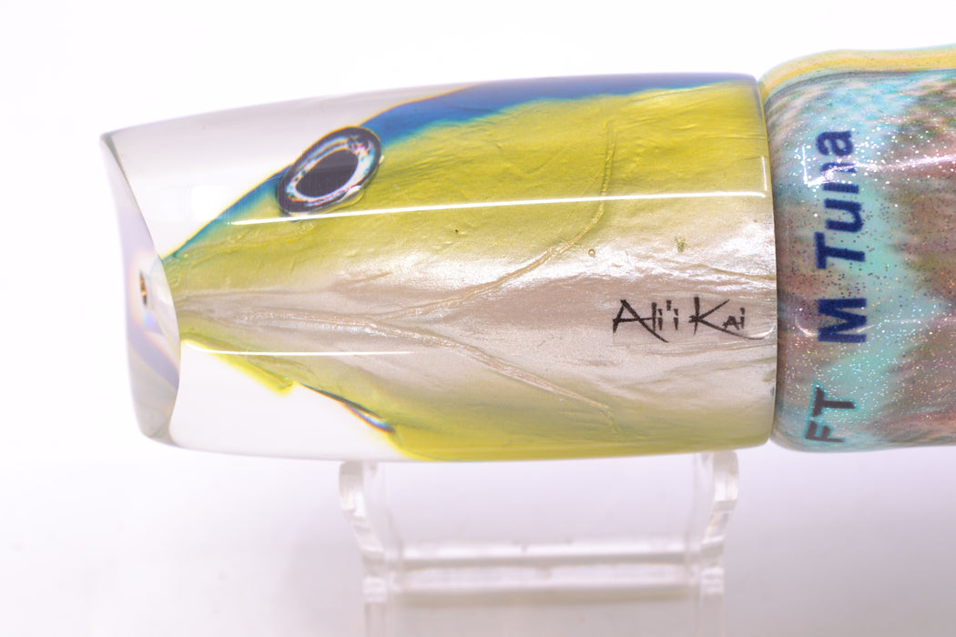 Ali'i Kai Lures Yellowfin Fish Head Large Kill Switch 12" 9.5oz Fire Tailz Vinyl Yellowfin