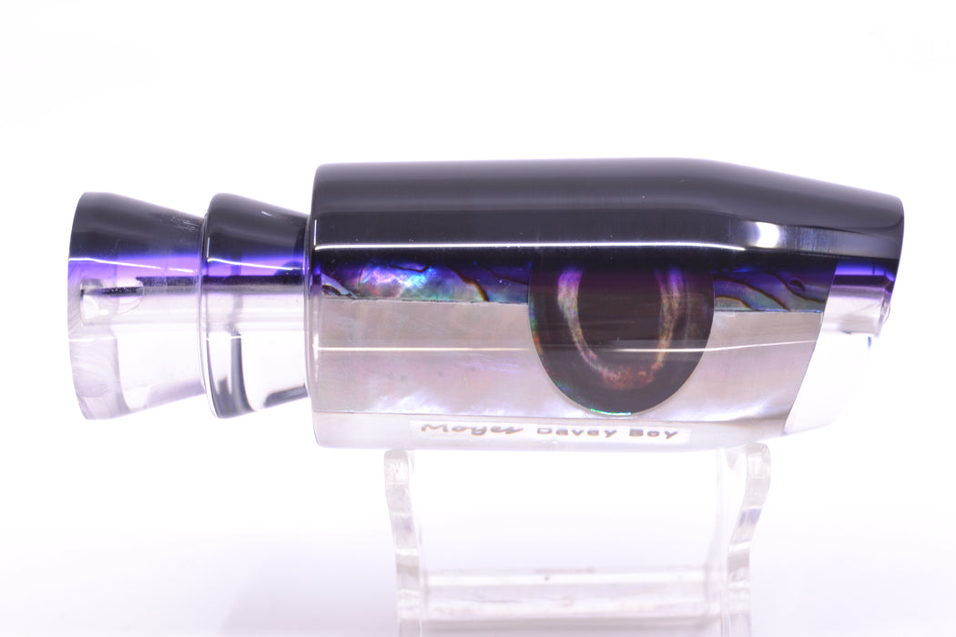 Moyes Lures Skipjack Paua-MOP Black-Purple Back Taxi Eyes Davey Boy 12" 5oz GZE