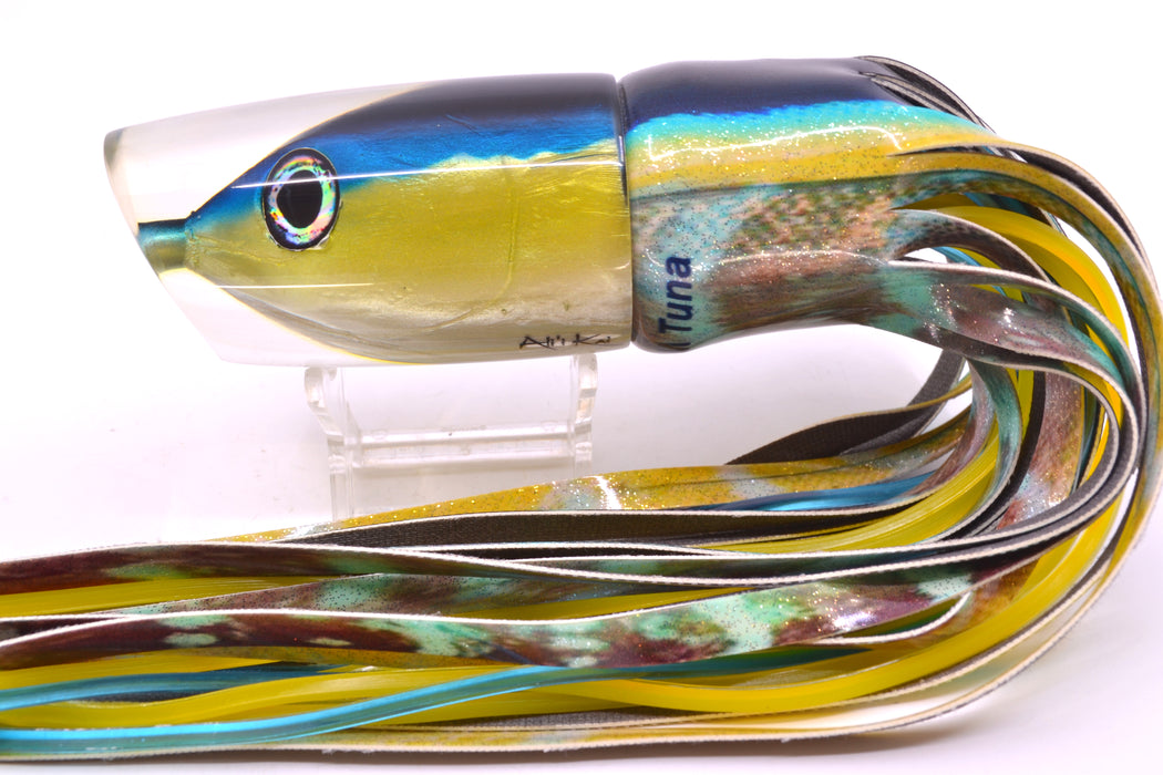 Ali'i Kai Lures Yellowfin Fish Head Large Kill Switch 12" 9.5oz Fire Tailz Vinyl Yellowfin