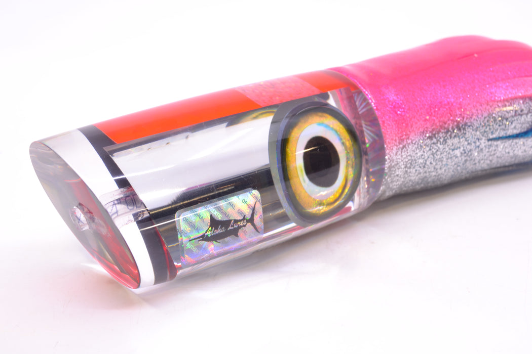 Aloha Lures Clear Mirrored Pink Back Smash Bait 14" 13.5oz Skirted Pink-Silver/Ice Blue