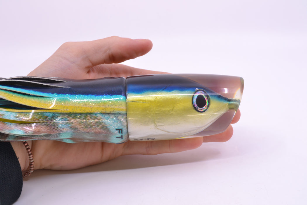 Ali'i Kai Lures Yellowfin Fish Head Large Kill Switch 12" 9.5oz Fire Tailz Vinyl Yellowfin
