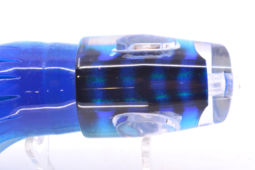 Big T Lures Blue-Silver Rainbow Black Striped Back Wildebeest 12" 7oz Skirted Blue-White GZE