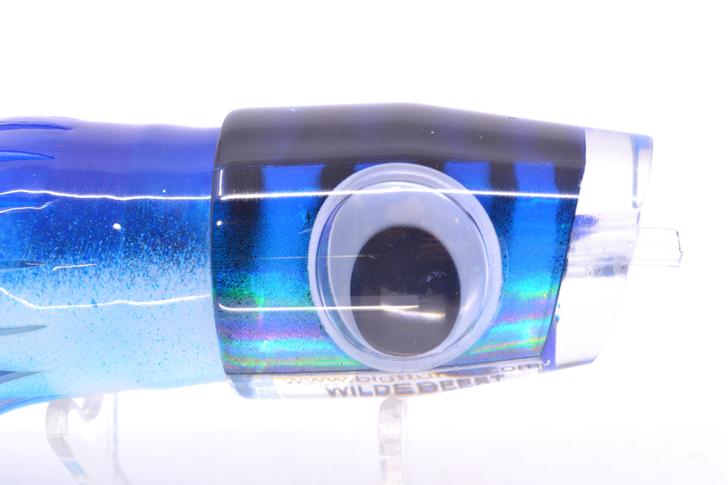 Big T Lures Blue-Silver Rainbow Black Striped Back Wildebeest 12" 7oz Skirted Blue-White GZE
