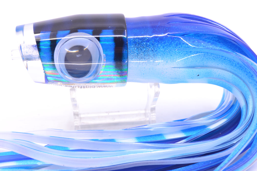 Big T Lures Blue-Silver Rainbow Black Striped Back Wildebeest 12" 7oz Skirted Blue-White GZE