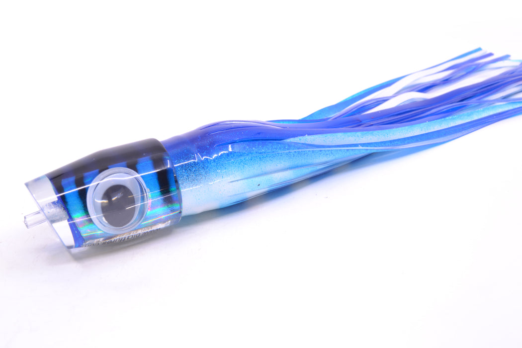 Big T Lures Blue-Silver Rainbow Black Striped Back Wildebeest 12" 7oz Skirted Blue-White GZE