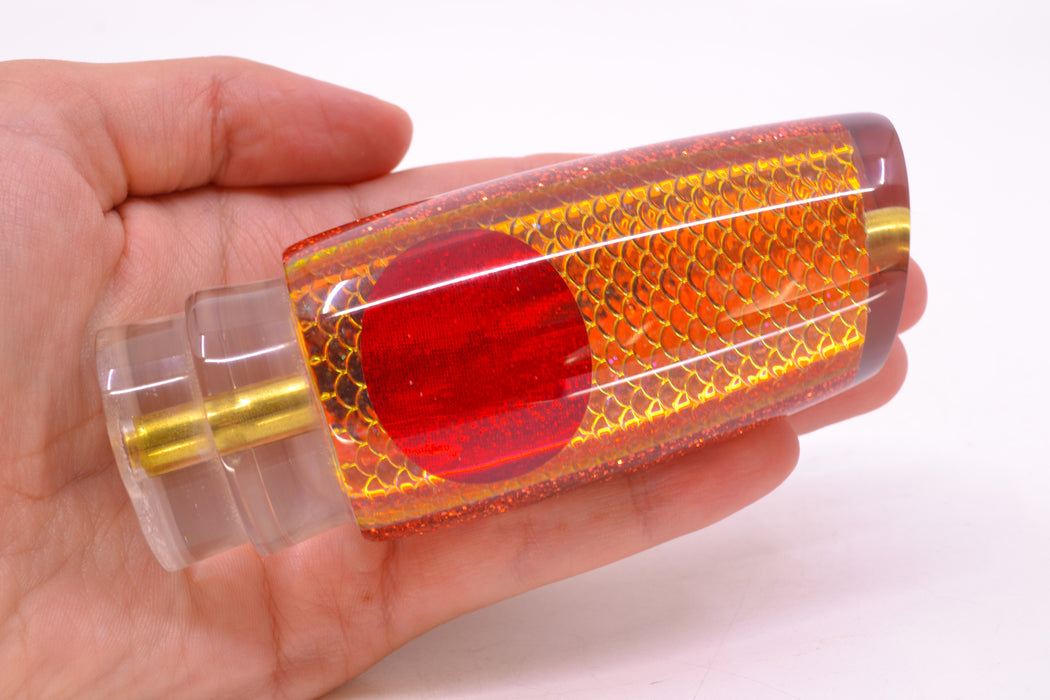Koya Lures Orange Pearl Rainbow Scale Red Eyes Medium Kona Plunger 10" 5oz GZE