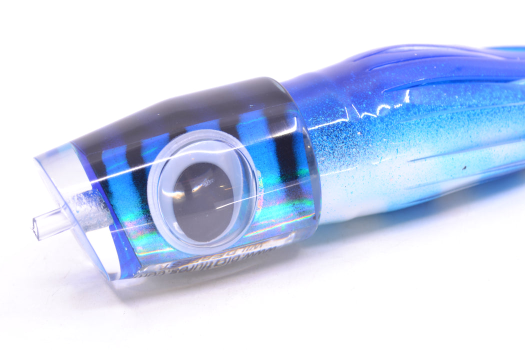 Big T Lures Blue-Silver Rainbow Black Striped Back Wildebeest 12" 7oz Skirted Blue-White GZE