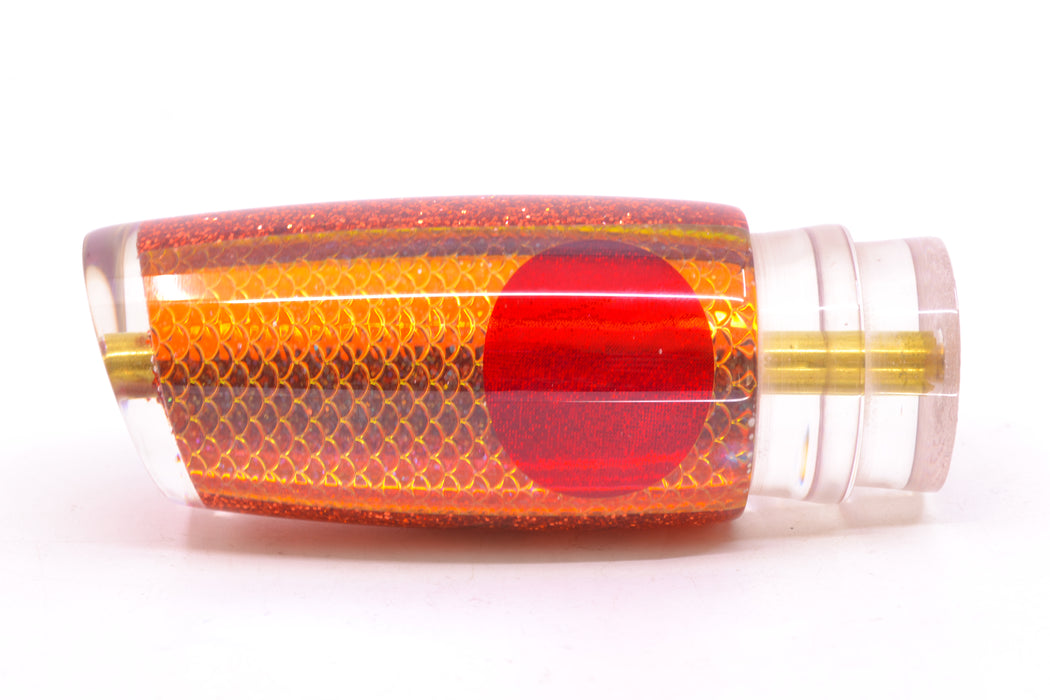 Koya Lures Orange Pearl Rainbow Scale Red Eyes Medium Kona Plunger 10" 5oz GZE