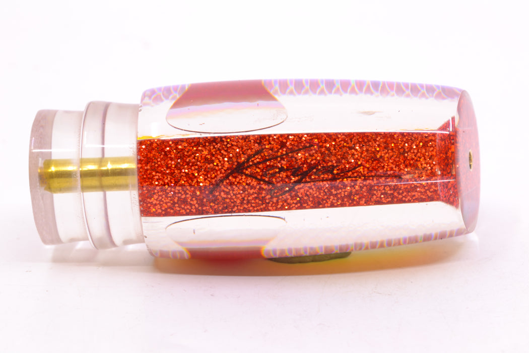 Koya Lures Orange Pearl Rainbow Scale Red Eyes Medium Kona Plunger 10" 5oz GZE