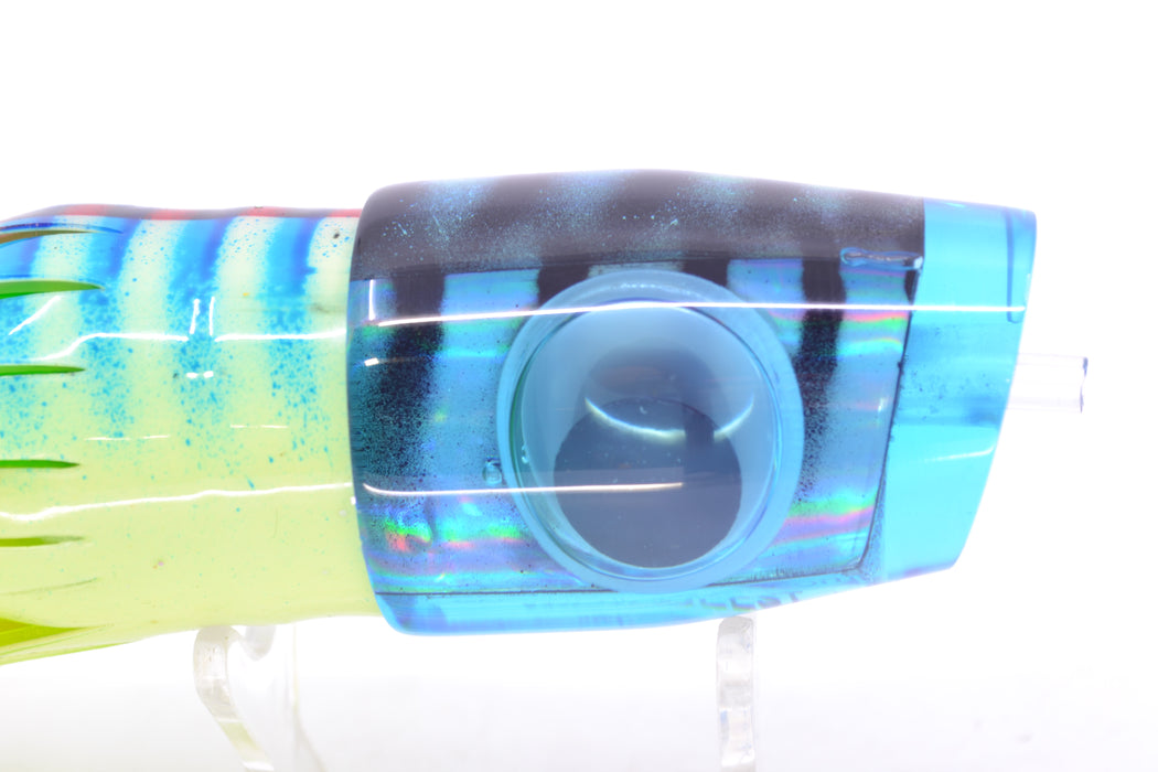 Big T Lures Ice Blue Rainbow Black Striped Back Wildebeest 12" 7oz Skirted Blue Stripes GZE