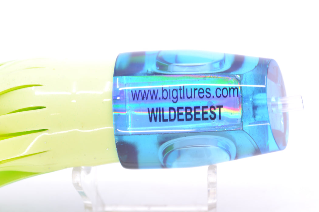 Big T Lures Ice Blue Rainbow Black Striped Back Wildebeest 12" 7oz Skirted Blue Stripes GZE