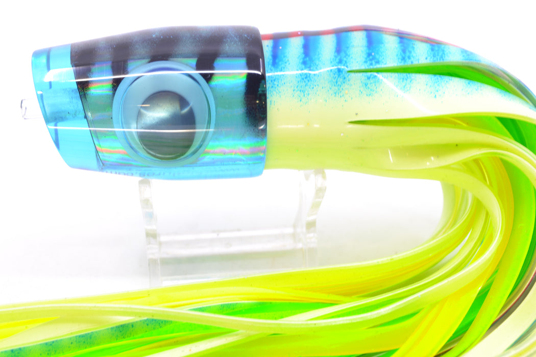 Big T Lures Ice Blue Rainbow Black Striped Back Wildebeest 12" 7oz Skirted Blue Stripes GZE