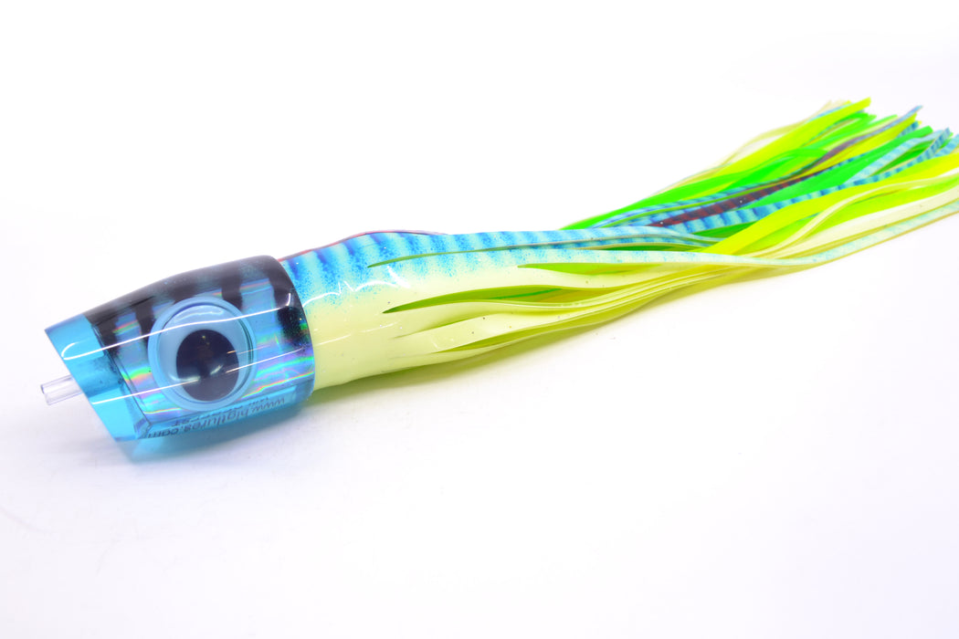 Big T Lures Ice Blue Rainbow Black Striped Back Wildebeest 12" 7oz Skirted Blue Stripes GZE