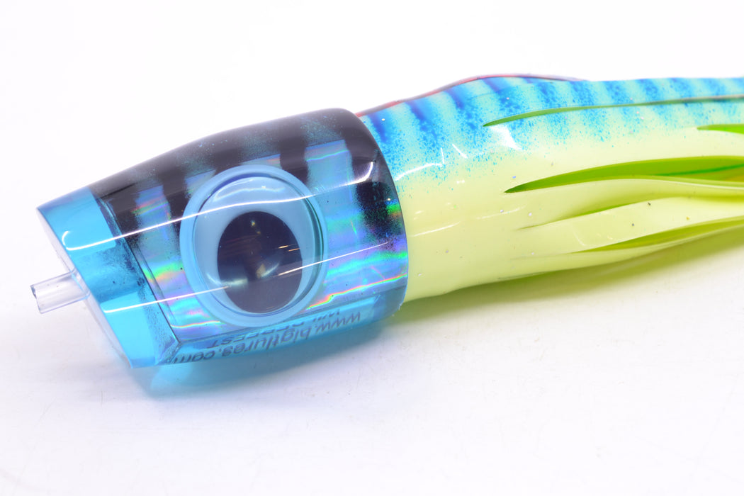 Big T Lures Ice Blue Rainbow Black Striped Back Wildebeest 12" 7oz Skirted Blue Stripes GZE