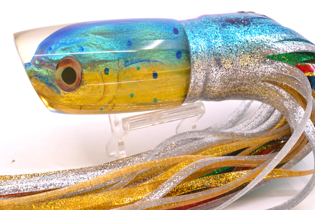 Ali'i Kai Lures Mahi Fish Head Large Kill Switch 12" 11.5oz Skirted Blue-Silver/Green-Gold