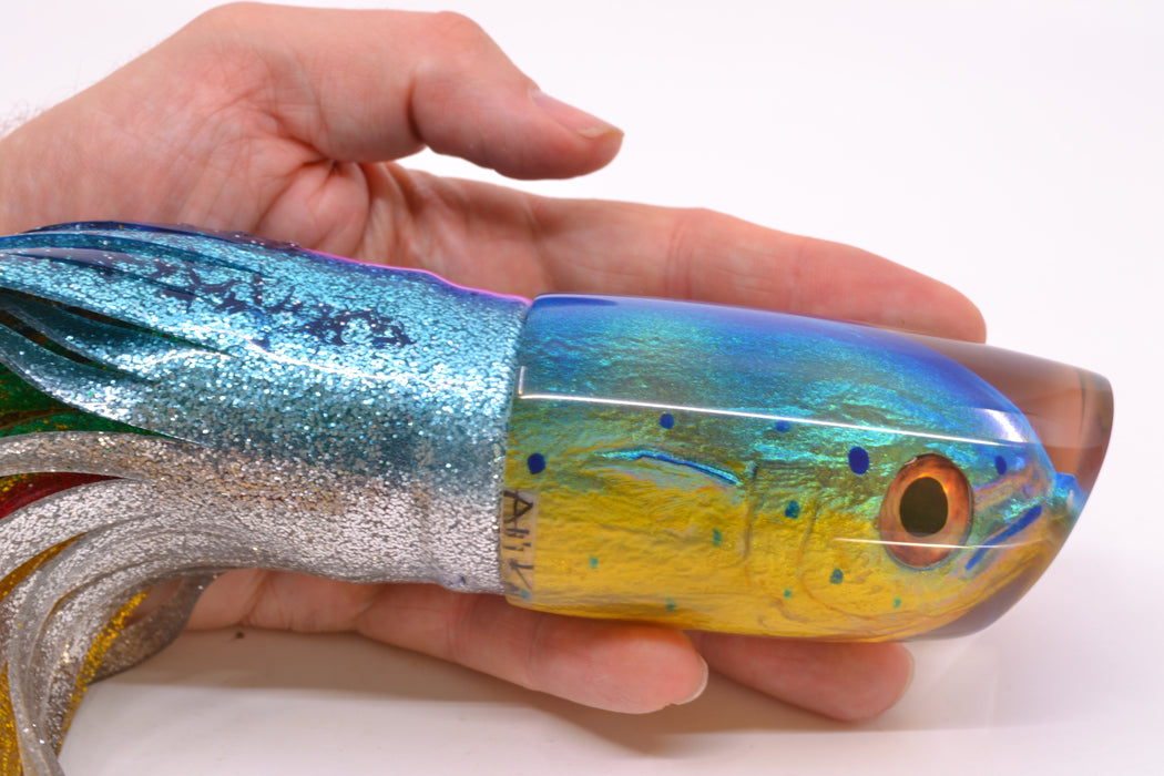 Ali'i Kai Lures Mahi Fish Head Large Kill Switch 12" 11.5oz Skirted Blue-Silver/Green-Gold