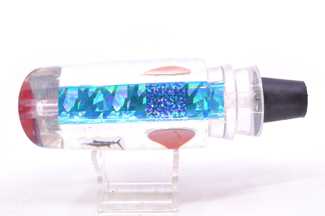 Aloha Lures Ice Rainbow Dichro Ice Blue Rainbow Back Red Eyes Smash Bait 14" 9.5oz