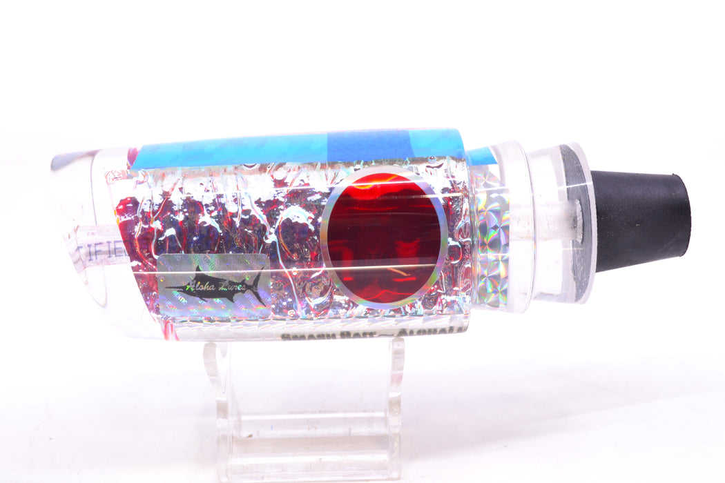 Aloha Lures Ice Rainbow Dichro Ice Blue Rainbow Back Red Eyes Smash Bait 14" 9.5oz