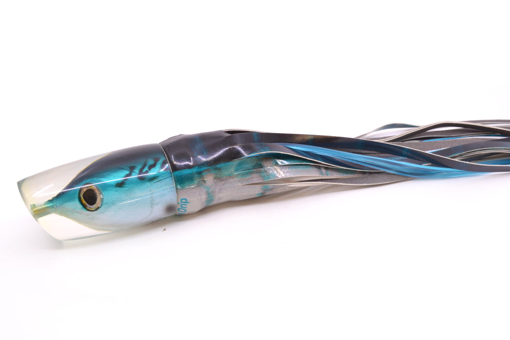 Ali'i Kai Lures Bonito Fish Head Large Kill Switch 12" 9.5oz Fire Tailz Vinyl Blue Drip