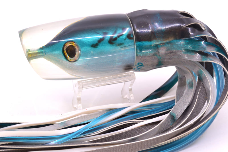 Ali'i Kai Lures Bonito Fish Head Large Kill Switch 12" 9.5oz Fire Tailz Vinyl Blue Drip