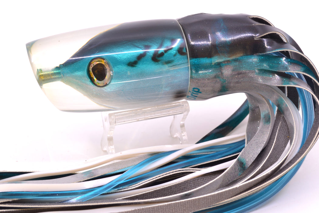 Ali'i Kai Lures Bonito Fish Head Large Kill Switch 12" 9.5oz Fire Tailz Vinyl Blue Drip
