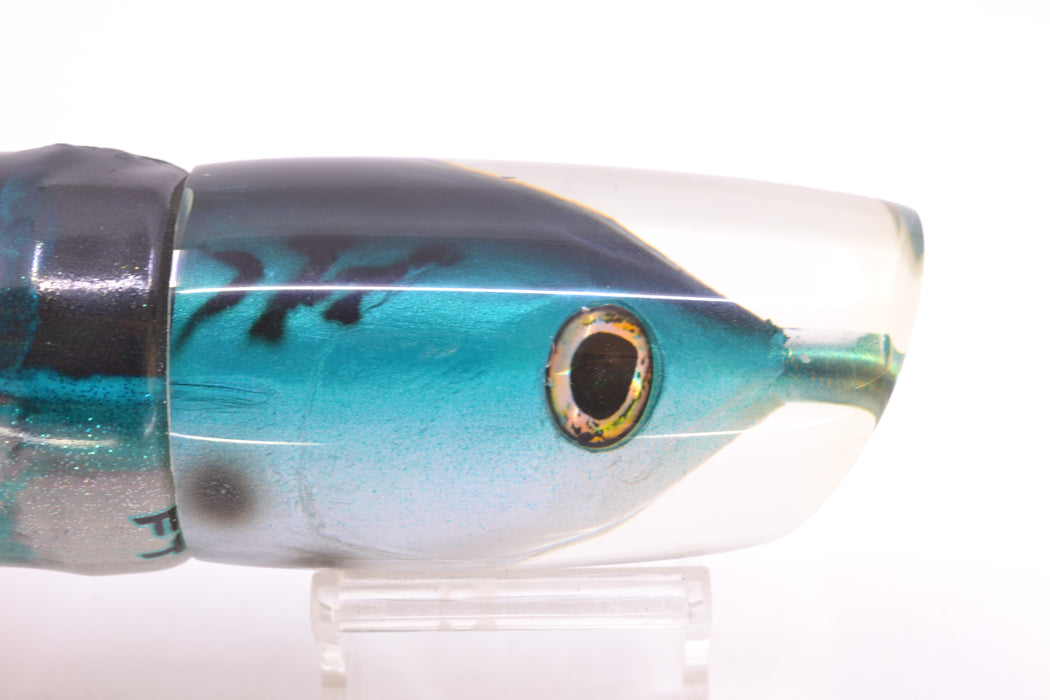 Ali'i Kai Lures Bonito Fish Head Large Kill Switch 12" 9.5oz Fire Tailz Vinyl Blue Drip