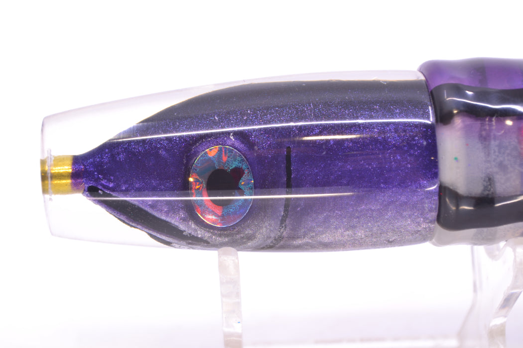Tsutomu Lures Black-Purple-Silver Fish Head Ali'i Invert 7" 5.7oz Skirted Purple Skipjack