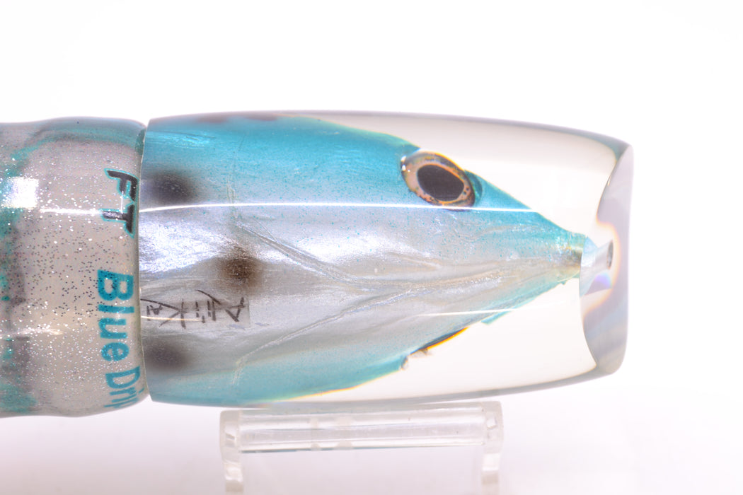 Ali'i Kai Lures Bonito Fish Head Large Kill Switch 12" 9.5oz Fire Tailz Vinyl Blue Drip