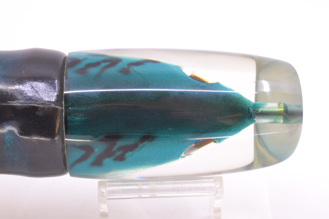 Ali'i Kai Lures Bonito Fish Head Large Kill Switch 12" 9.5oz Fire Tailz Vinyl Blue Drip