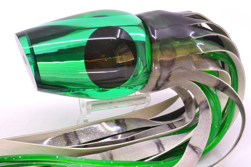 Bonze Lures Green Mirrored Red Eyes Sugar Daddy 14" 15.5oz Fire Tailz Vinyl Green Drip